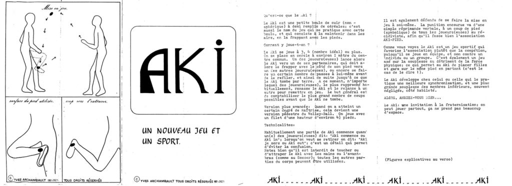 Premier document sur le Aki au Québec - datant de 1982 - Par Yves Archambault